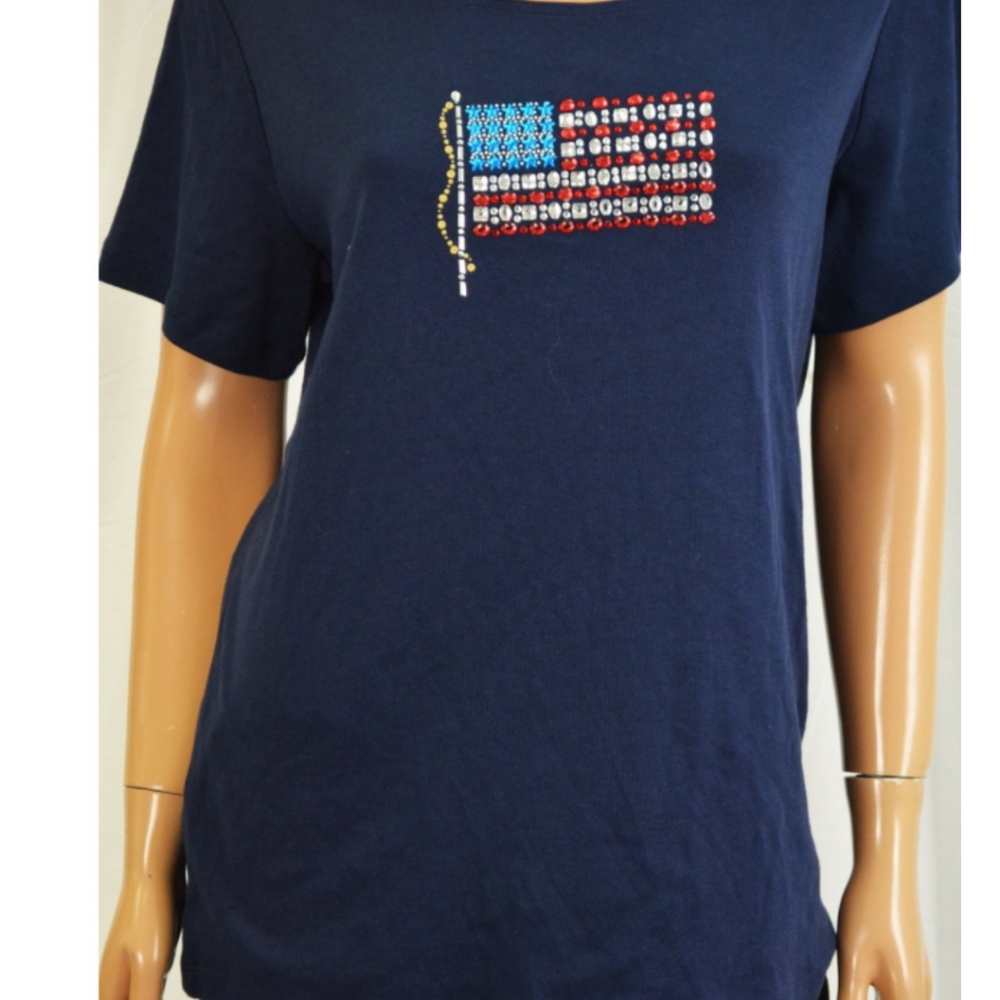 Karen Scott Patriotic flag T-shirt,New